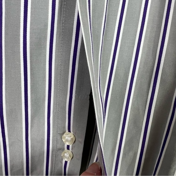 Pink Thomas Pink shirt mens 16 grey striped slim fit button down 100% cotton - Picture 3 of 10